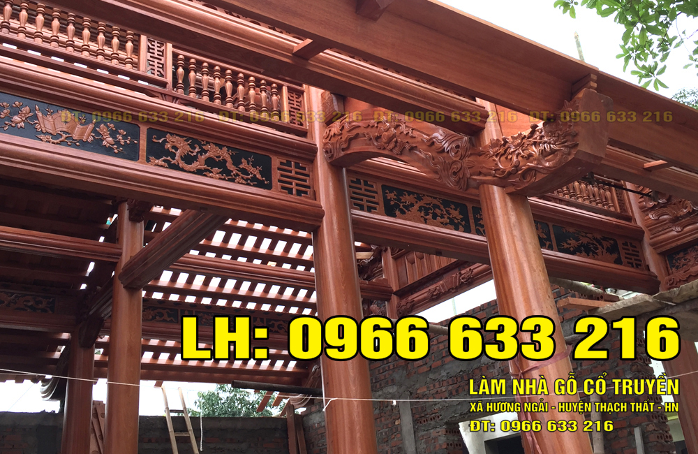 NHÀ GỖ 3 GIAN GỖ XOAN ĐÀO