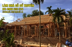THI CÔNG NHÀ GỖ XOAN 5 GIAN HIÊN THÔNG